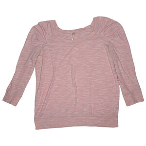 Free People Heathered Pink 3/4 Sleeve Top
